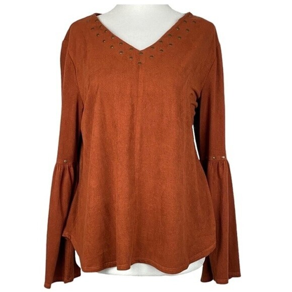 Style & Co. Tops - Style & Co Womens Blouse Size PL V-neck Bell Sleeve Ladies Top